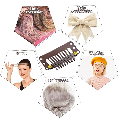 Miniatura 5 de 30 pinzas de extensión de cabello de 1.260 in y 9 dientes, pinzas a presión, peine pequeño, accesorios para peluca, clips para mujeres, extensiones