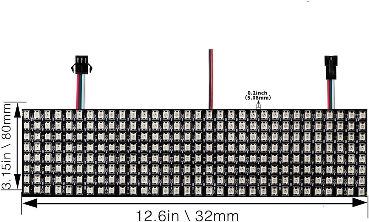 WS2812B RGB LED Digital Individually Addressable Panel Light LED Module Matrix Screen DC5V Controllers Image Video Text Display (2pcs 8x32 Pixels) - Image 5