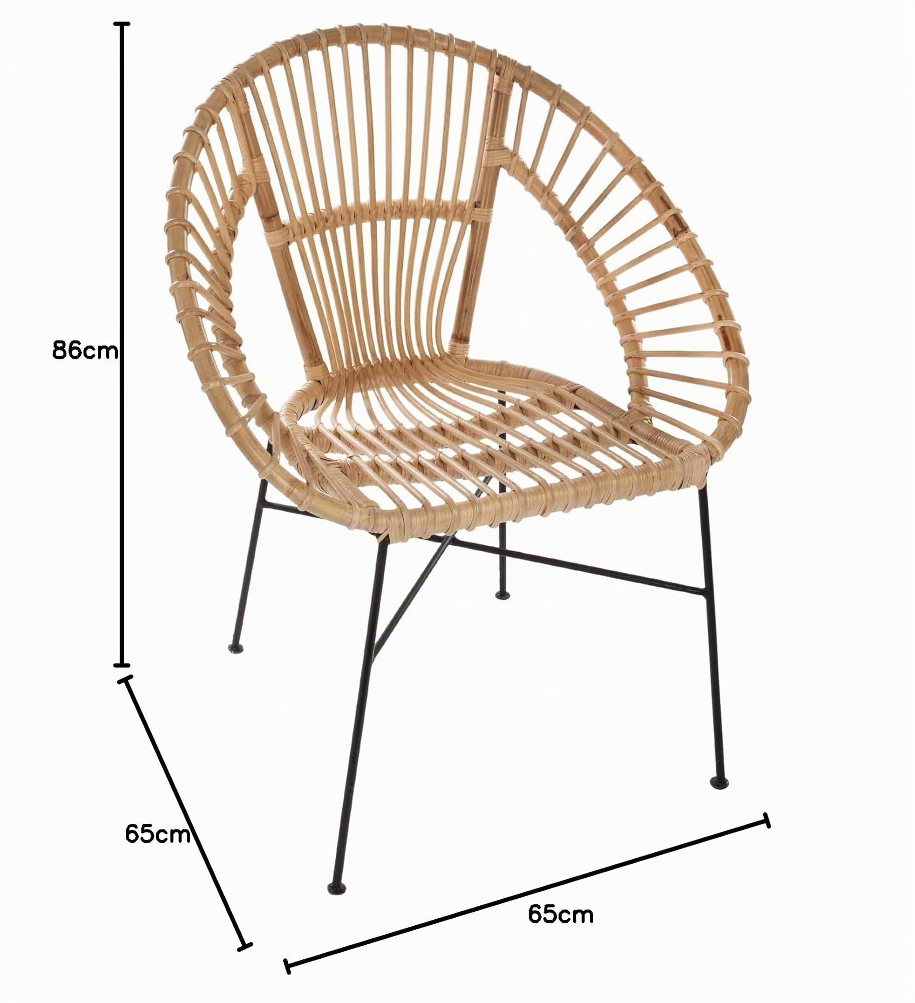Atmosphera - Fauteuil Naturel en métal & Osier 66x65x85