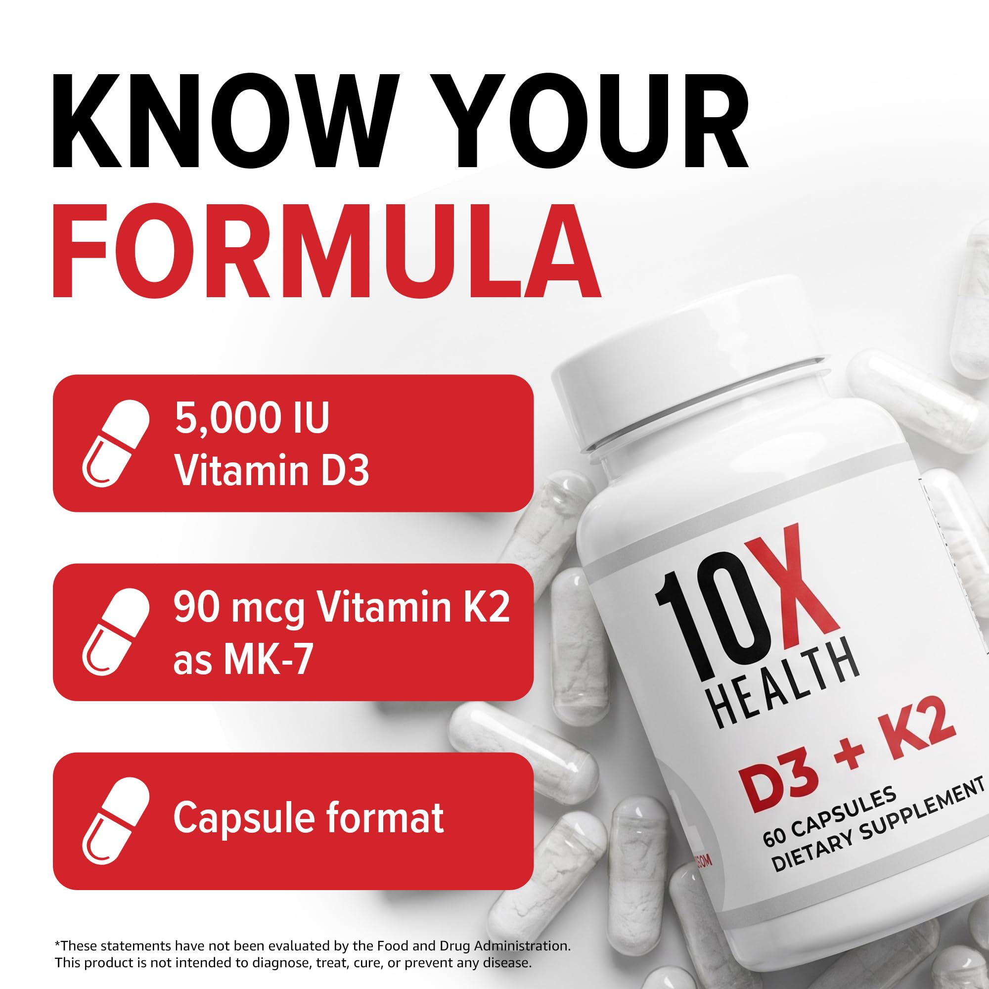 10X Health Vitamin D3 K2, 5000 IU D3 with K2 MK7, 60 Capsules — Amazon image 6