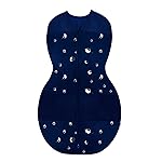 Happiest Baby Sleepea 5-Second Swaddle - 100% Organic Cotton Baby Swaddle Blanket - Doctor Designed Promotes Healthy Hip Development (Midnight Planets, Large)