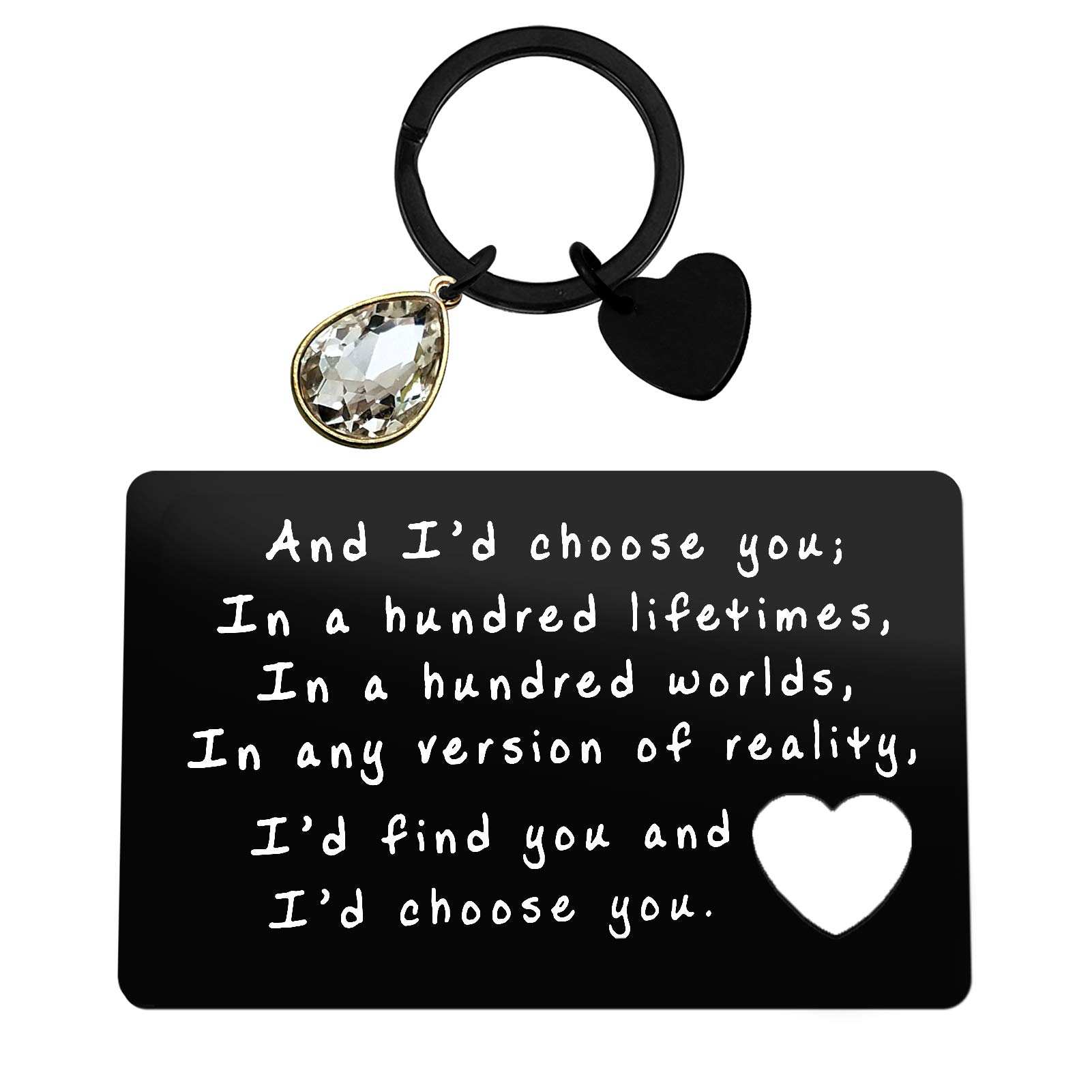 to My Love Gift Engraved Wallet Card Insert Keychain Set Anniversary Card Gift Couple Jewelry Gift for Husband Wife Birthday Gift for Her Him Wedding Valentine's Day Card Keychain Set Gift