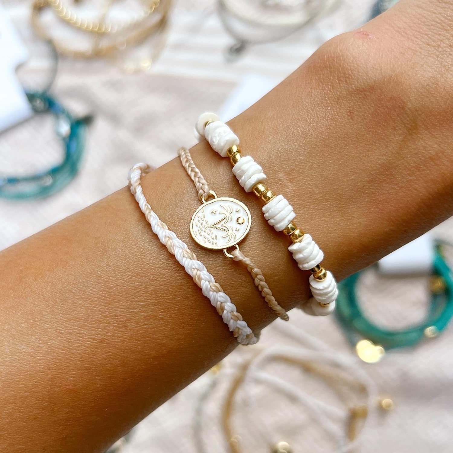 Pura Vida Bracelets Pack Puka Paradise Style Pack - 3-Piece Boho Bracelet Stack - Image 5