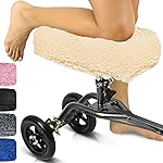 Vive Mobility Knee Walker Pad Cover - Plush Synthetic Faux Sheepskin Scooter Cushion - Accessory for Knee Roller - Leg Cart Improves Comfort During Injury (Off-White)