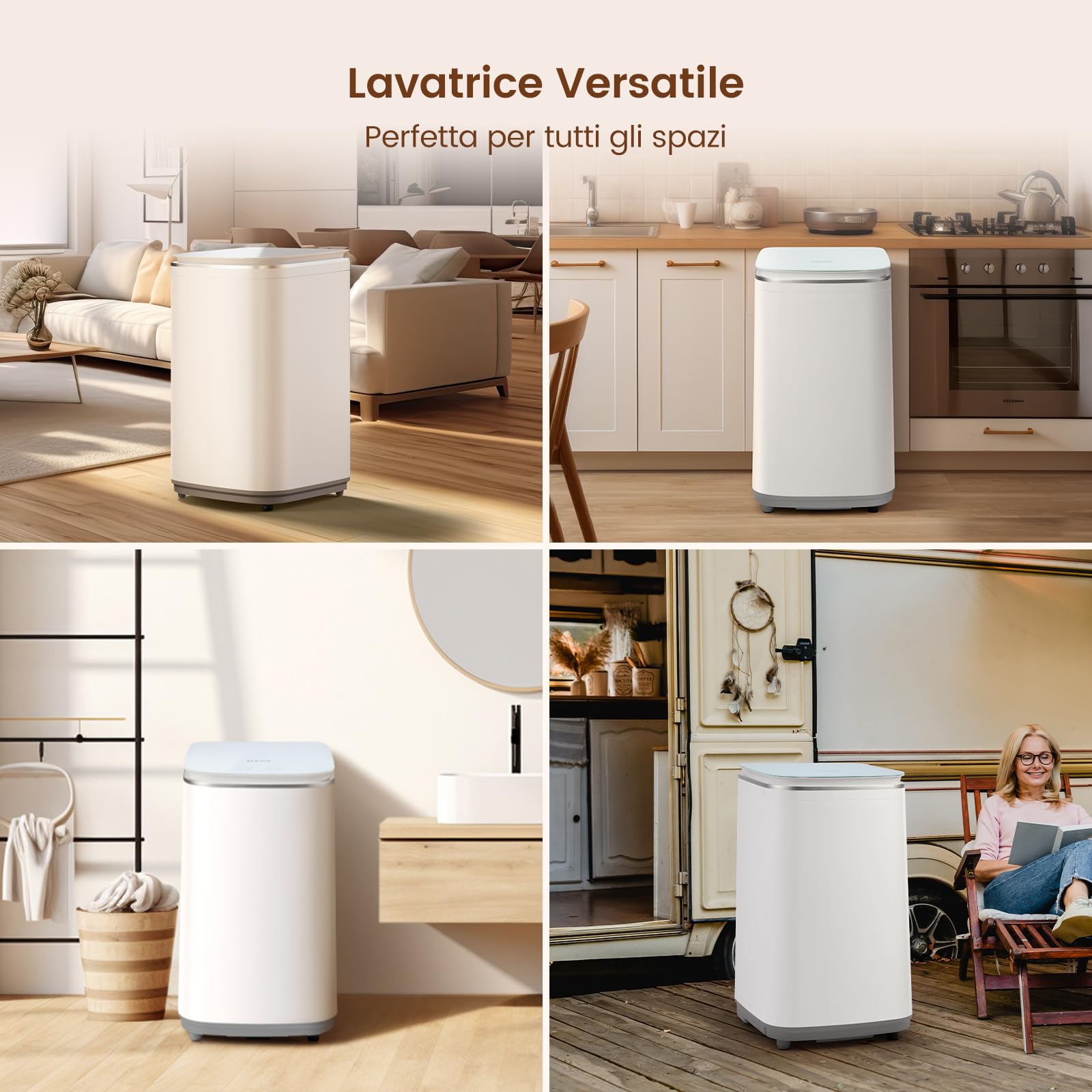 HAVA Mini lavadora, 3 kg de capacidad, pequeña lavadora y centrifugador, totalmente automática con 8 programas, función de lavado en caliente y bomba de drenaje, ahorra espacio para apartamentos