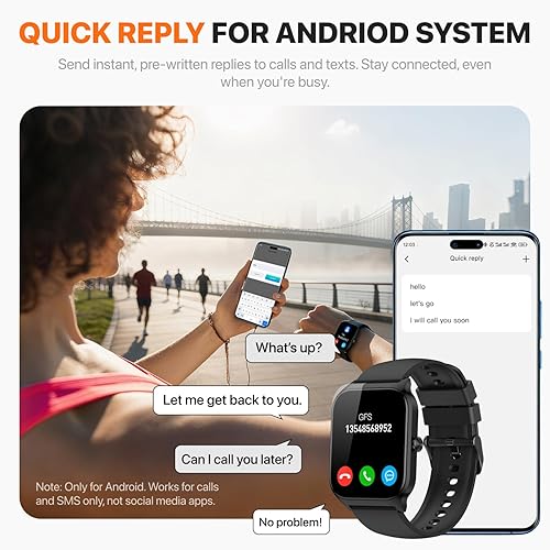 Miniatura 3 de Reloj inteligente para mujeres y hombres, (responderhacer llamadas) 1.83 pulgadas, HD, rastreador de actividad física, compatible con Android,