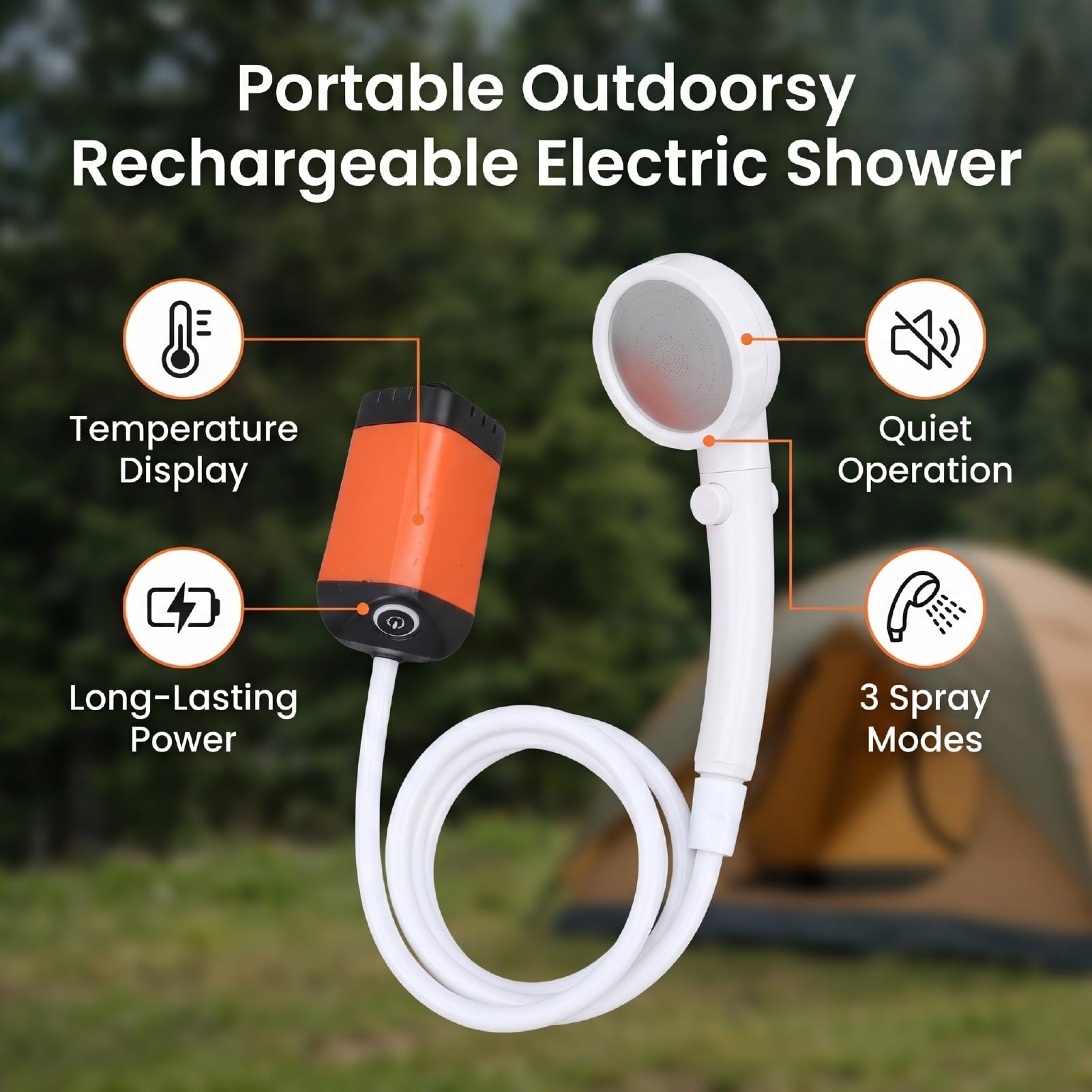 VGEBY Doccia Portatile Pompa Ricaricabile, 3 modalità di Spruzzo, per