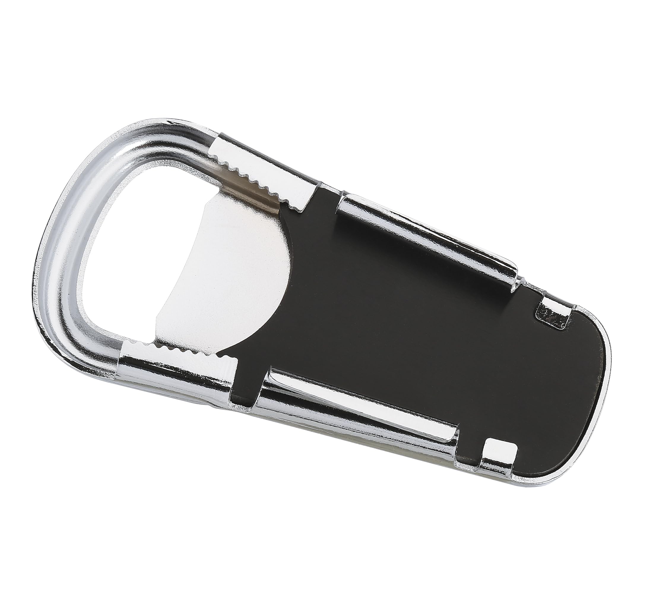 cilio MULTIPLO otwieracz do butelek | chromowany metal | otwieracz 3 w 1 do kapsli i zakrętki | zamknięcie na kapsle | wkładka z gumy | otwieracz do piwa | długość 8,5 cm