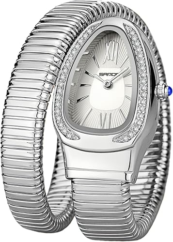 Miniatura 6 de Gosasa Elegante reloj de pulsera con forma de serpiente para mujer, diseño único, bobina de serpiente, vestido elegante, pulsera de diamantes, reloj