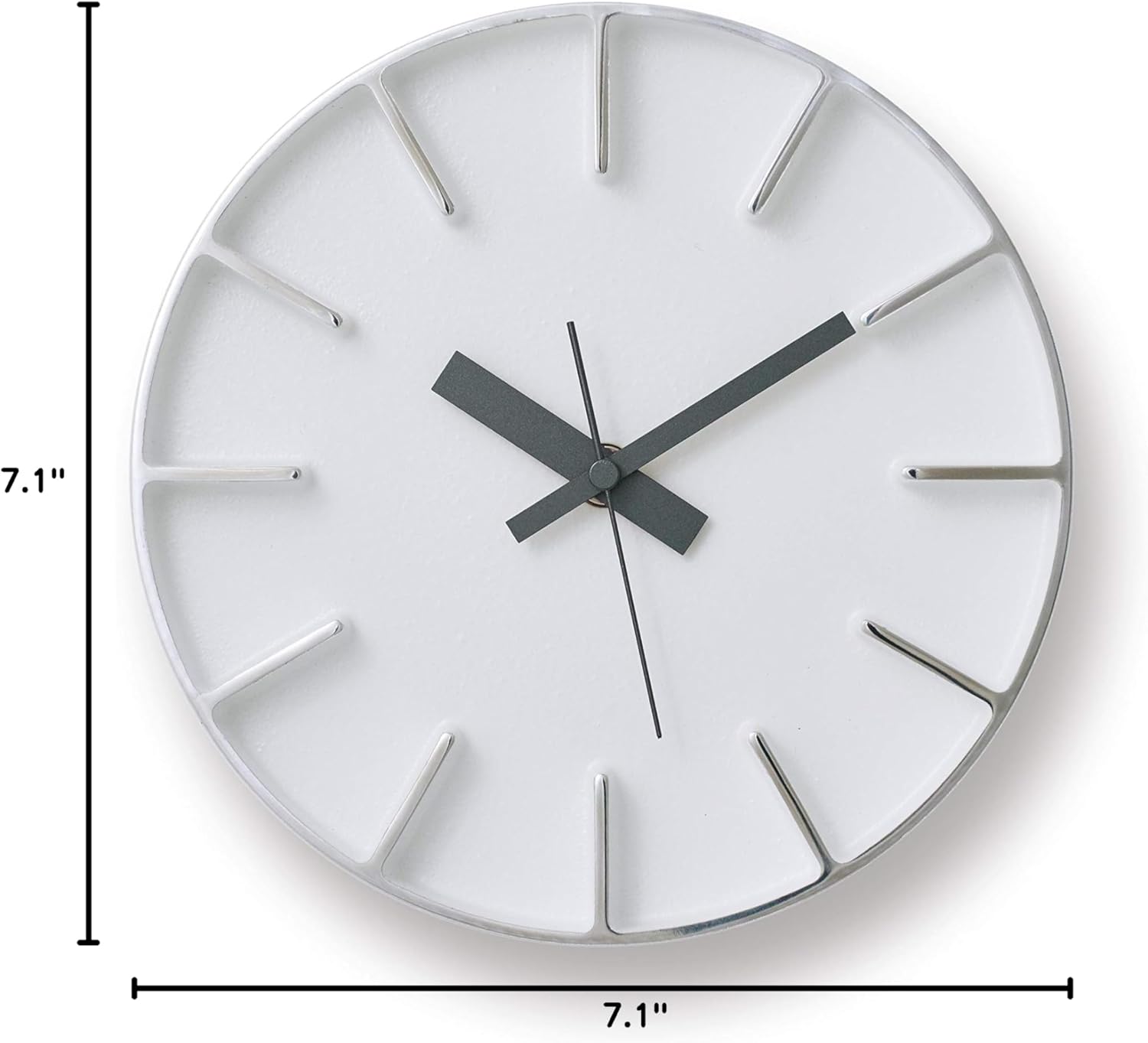 Remnos AZ-0116 WH Lemnos Wall Clock, Analog, Edge Clock, Aluminum, White, Diameter: 7.1 inches (18 cm)