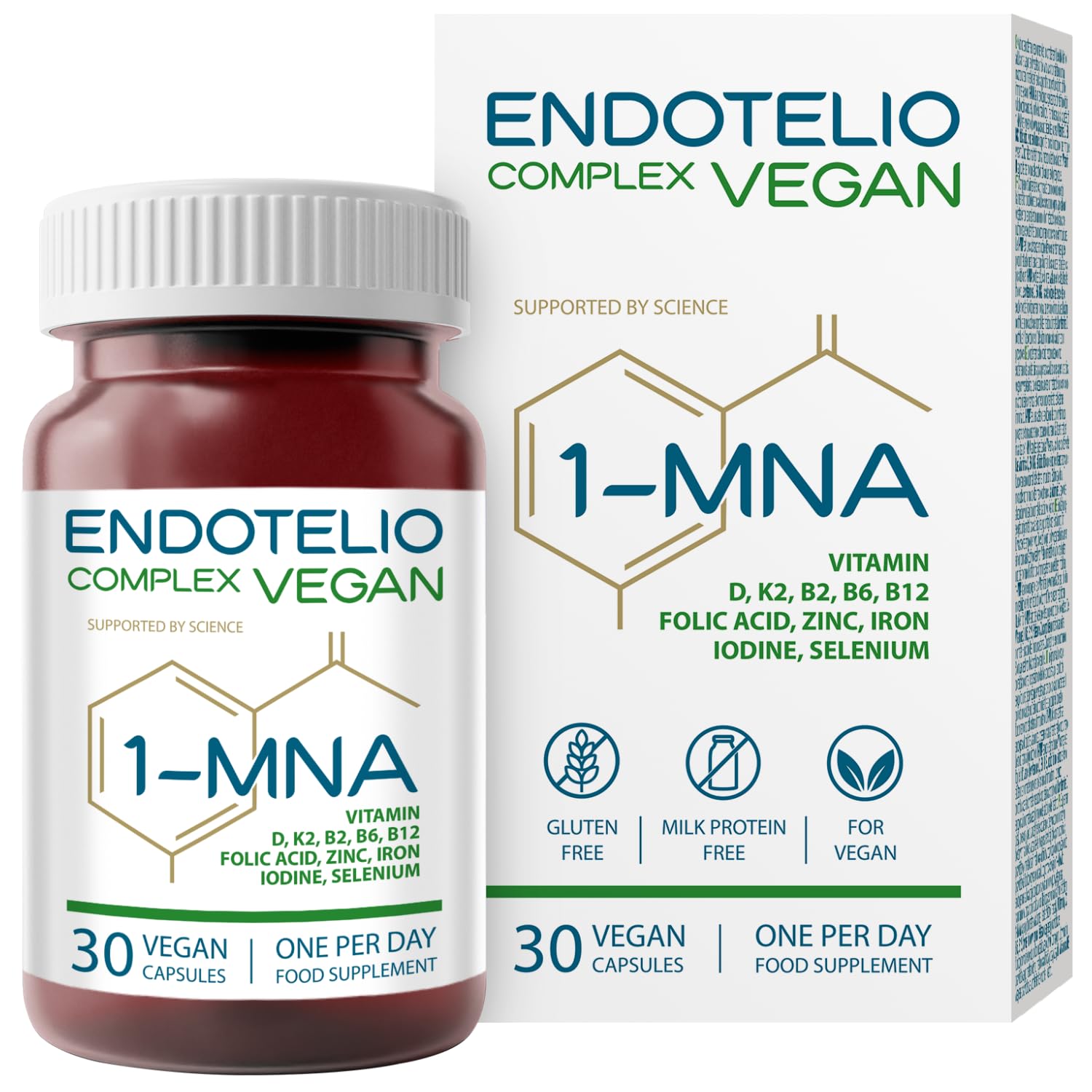 Vegan Complex 1-MNA, Optimizing NAD+, Anti Aging, Sirtuin Activator with D3, K2, B2, B6, B12, Folic Acid, Zinc, Iron, Iodine, Selenium, Biohacking Supplement, 30 Caps
