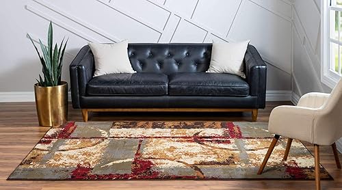 Miniatura 3 de Unique Loom Barista Collection - Alfombra moderna a cuadros, contemporánea, multicapas, Polipropileno, MulticolorMarrón