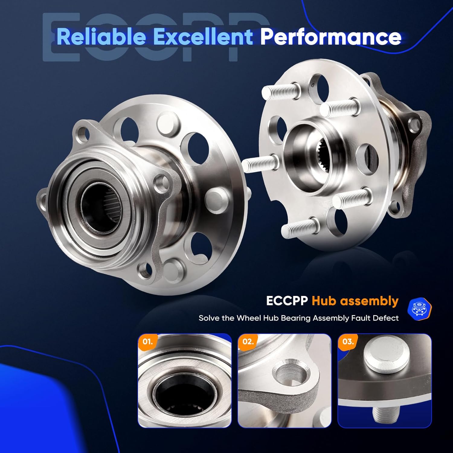 ECCPP Wheel Hub and Bearing Assembly Rear 512338 fit for Toyota Rav4 2001-2005 5 Lugs Wheel Bearing Hubs 1pc