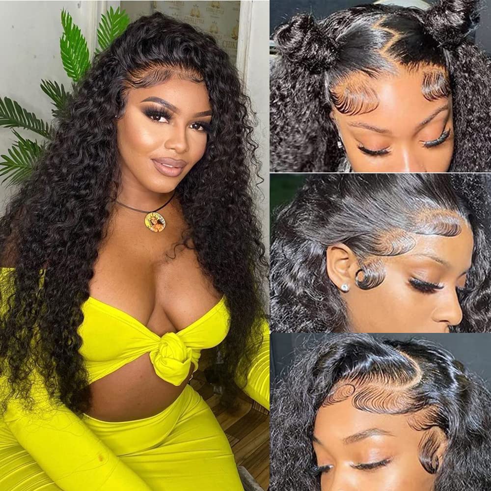 30 Inch Deep Wave Lace Front Wigs Human Hair 13x6 Curly HD