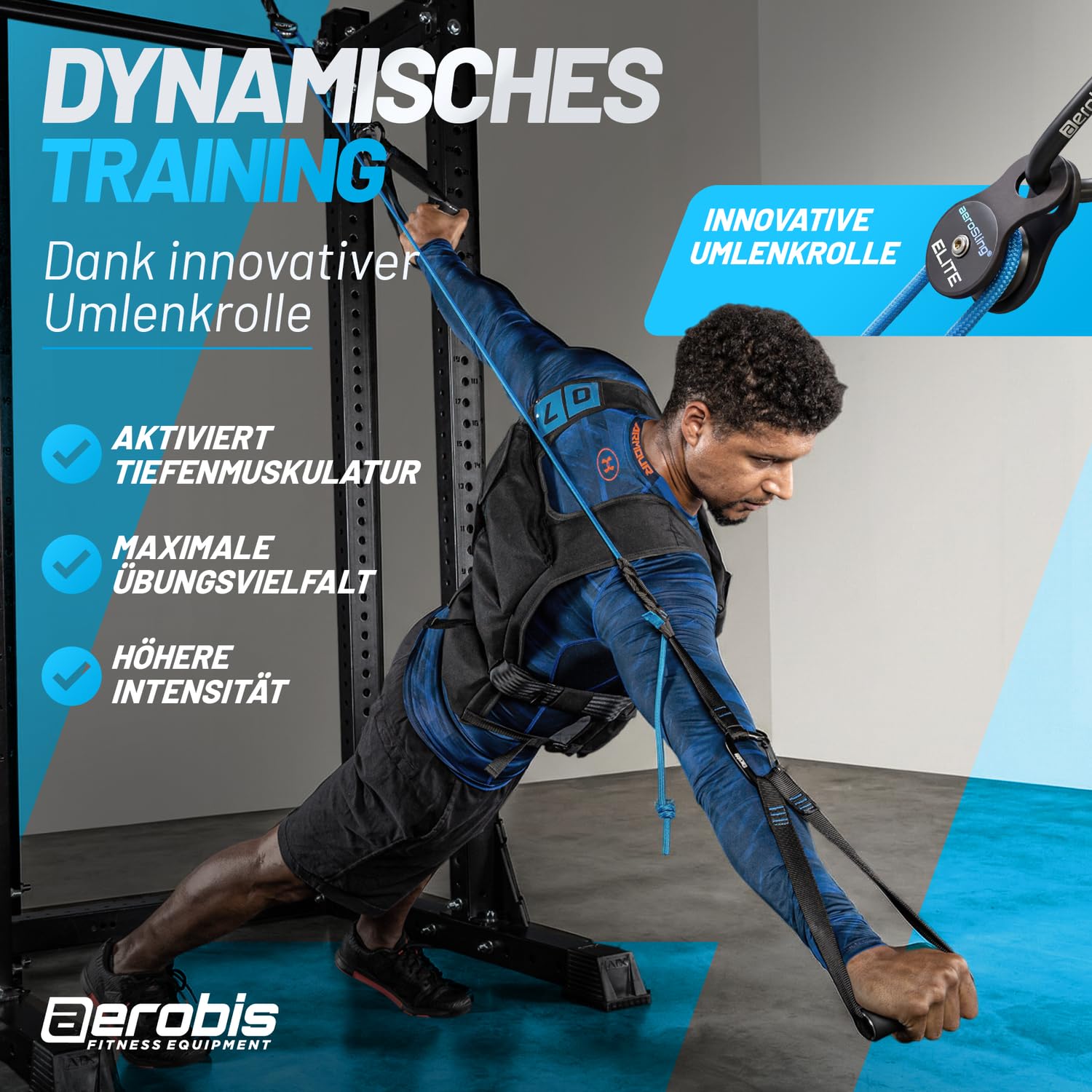 aerobis® aeroSling® ELITE | Der originale Schlingentrainer mit Umlenkrolle | Türanker und Videoanleitung