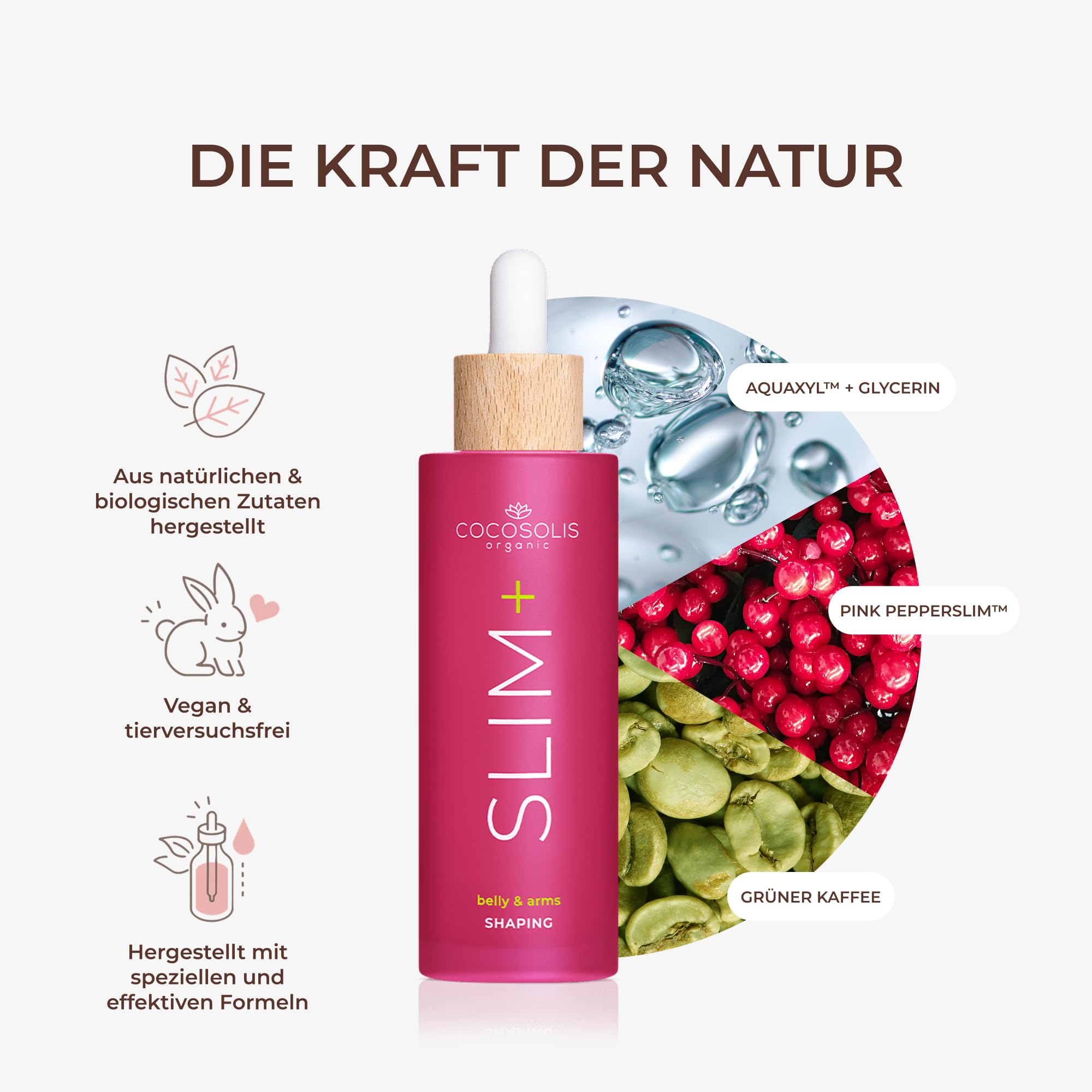 COCOSOLIS SLIM+ Shaping Serum-Konzentrat Wirkt gezielt gegen Fett, schlaffe Haut und Dehnungsstreifen, glättet und strafft die Haut am Bauch und an den Armen