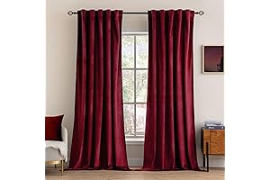 MIULEE Velvet Curtains 84 Inches 2 Panels - Maroon Bedroom Curtains
