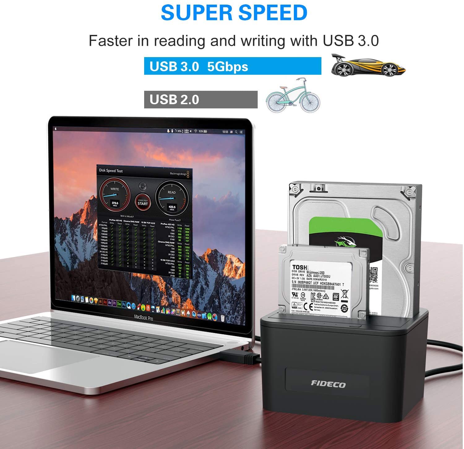 FIDECO Hard Drive Docking Station, USB 3.0 SATA HDD Docking Station for