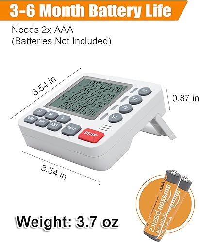 Miniatura 4 de Temporizador digital de cocina  Temporizador de cocina de 4 canales con alarma, parte trasera magnética, modos ruidosos y silenciosos, cuenta