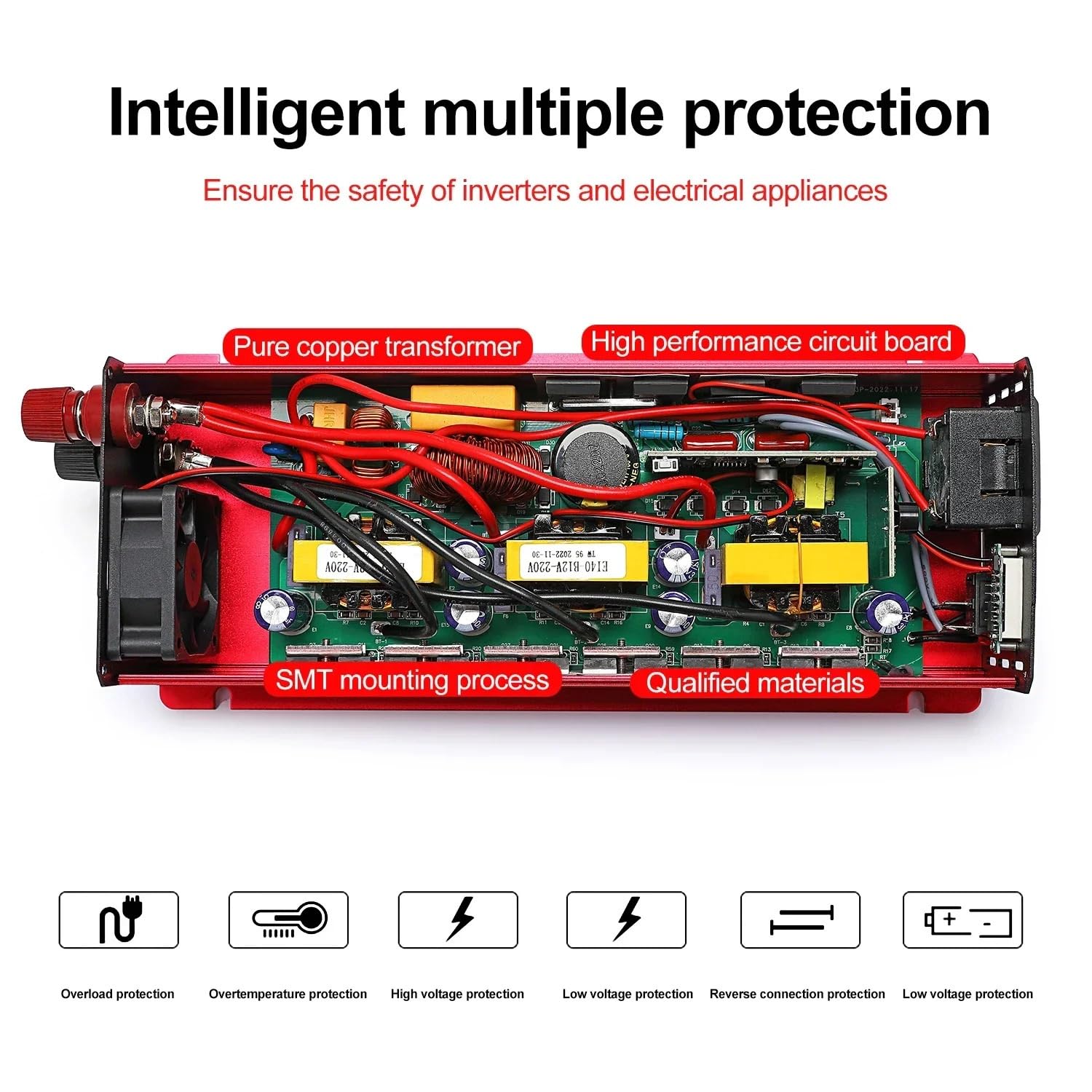Power Inverter,Inverter Auto 3000W Onda Pura, 12V/24V DC a 220V/110V AC(2000W,24V)
