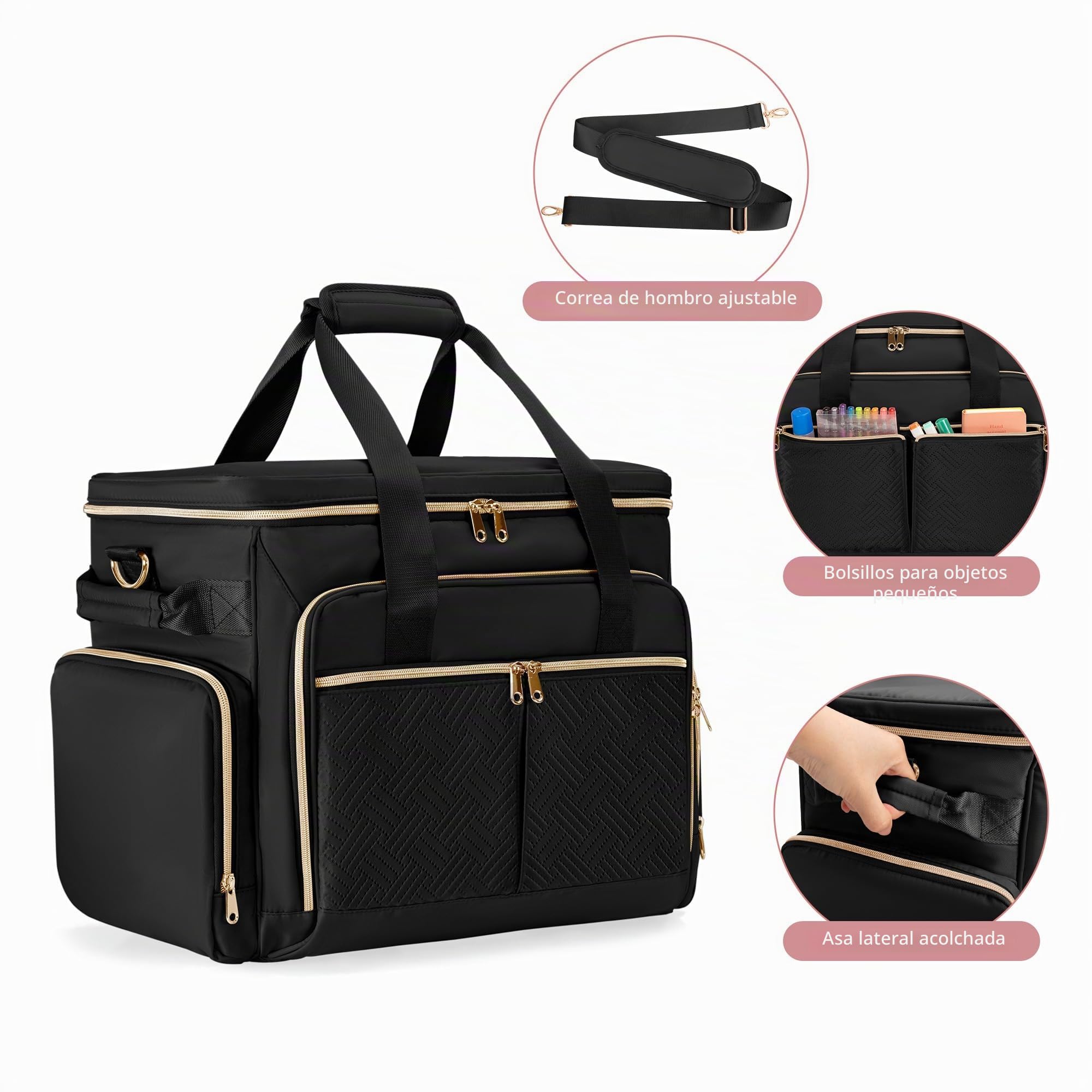 Bolsa Rodante para Profesores con Ruedas, Bolsa de Mano para Profesores con Carrito Desmontable, Bolsa para Profesores con Ruedas para Ordenador Portátil de 15,6", Negro (Diseño de Patente) | 6 fundas frontales para archivos, se adapta a portátiles de 15.