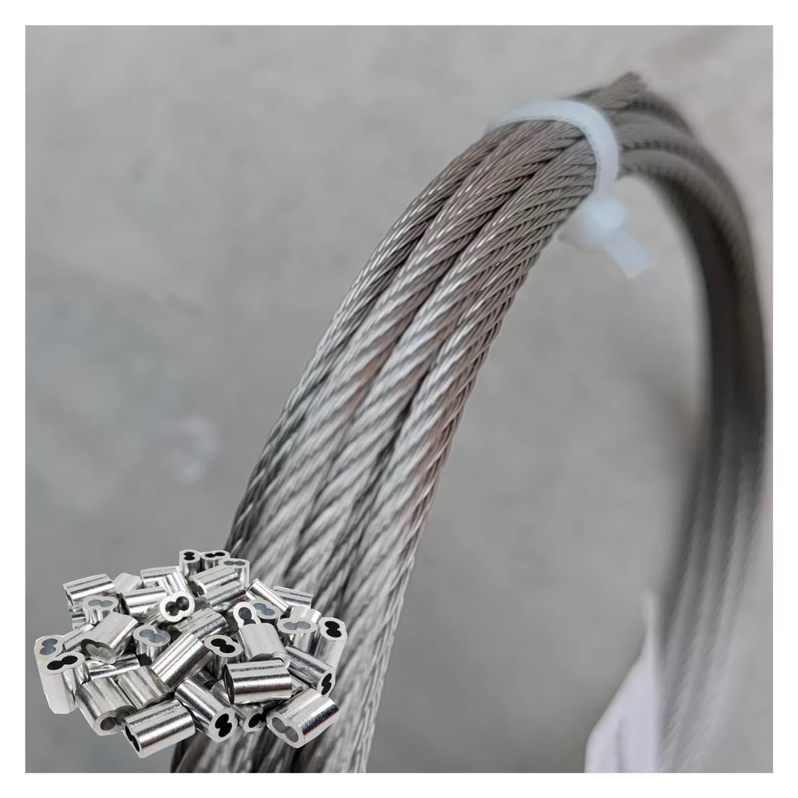 Cuerda de Alambre de Acero Inoxidable, Cable de Acero de 6mm/0,24in Cerca de Barandilla Red Antirrobo Invisible Juego de Cables Metálicos(6mm/20m)