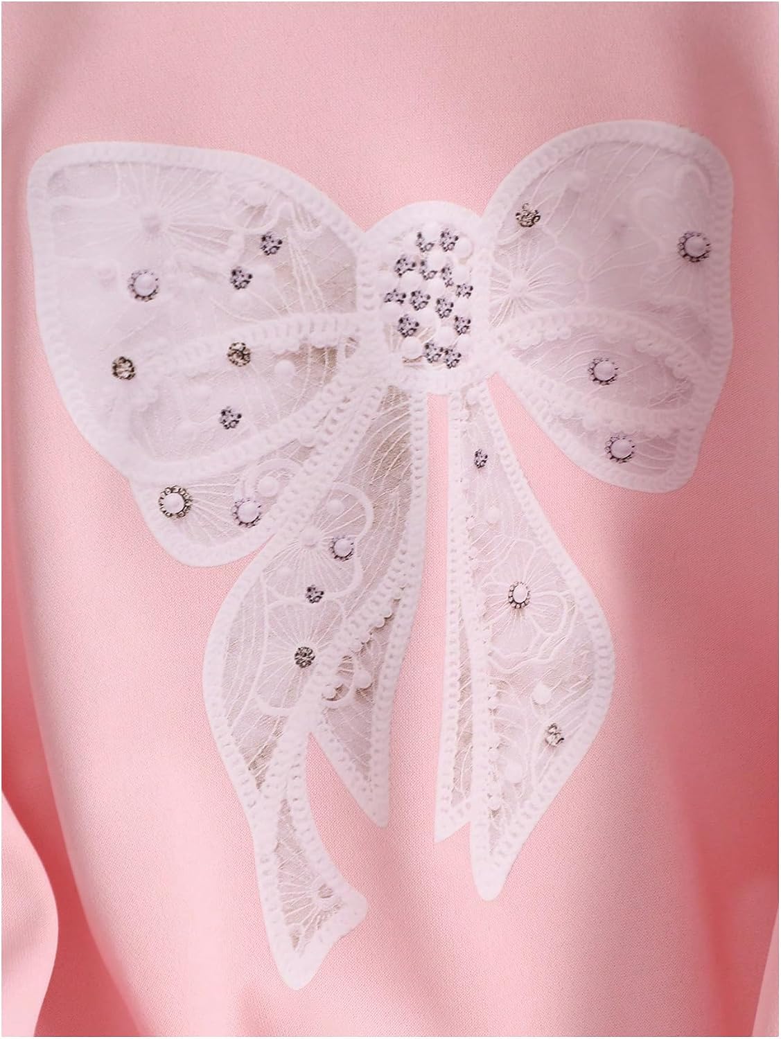 GORGLITTER Girl's Bow Sweatshirt Eyelet Embroidered Ruffle Long Sleeve Crewneck Fall Cute Pullover Tops