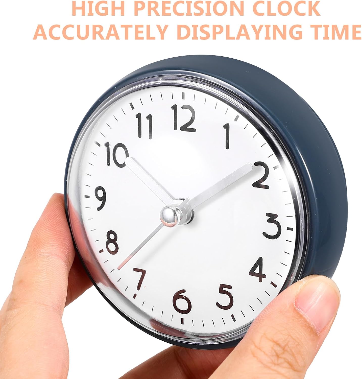 Waterproof Suction Cup Shower Clock Mini Wall Clock with Anti-Fog Glass for Kitchen and Toilet No Battery Included