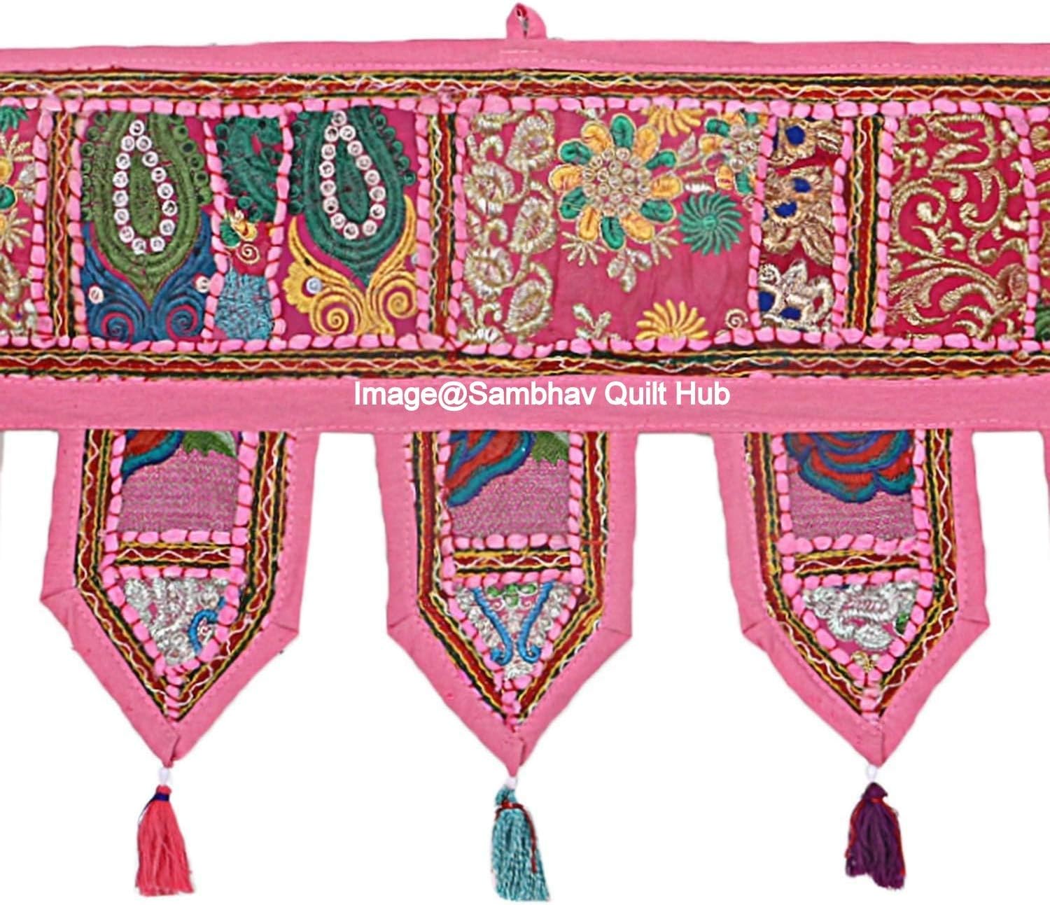 Sambhav キルト ハブ エスニック コットン ホームデコ ヴィンテージ パッチワーク ドア トッパー バランス ウィンドウ イ