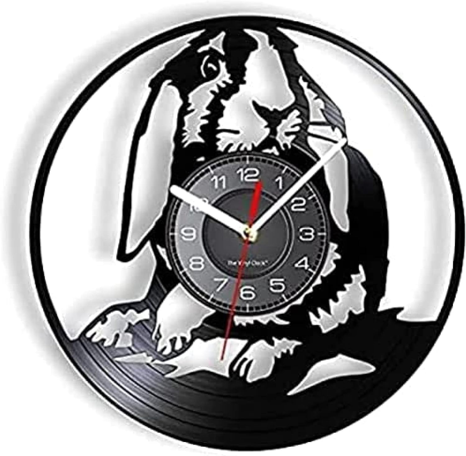 Wall Clock Battery Operated Silent Non-Ticking 12 Inch Rabbit Vinyl Record Wall Clock Bunny Coniglio Slient Wall Watch Nature Lover Themed Nursery Kids Room Animal Hare Easter Decor