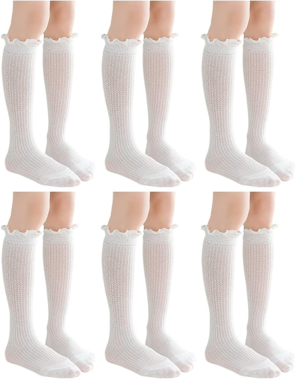 Toptim Kids Girl Mid-calf Knee High Socks Casual Dress Socks Long Tube 3-12Y