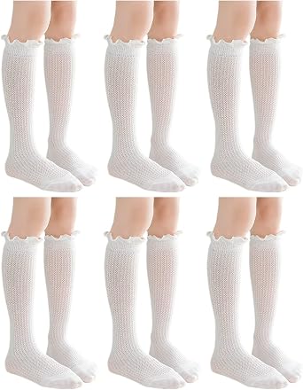 Kids Girl Mid-calf Knee High Socks Casual Dress Socks Long Tube 3-12Y