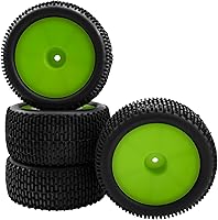 Vista 9 de Neumático de goma OD 88mm/3.46" delantero trasero y llantas de rueda de plástico con cubo de 12mm Hex compatibles con Redcat Tornado Shockwave HPI