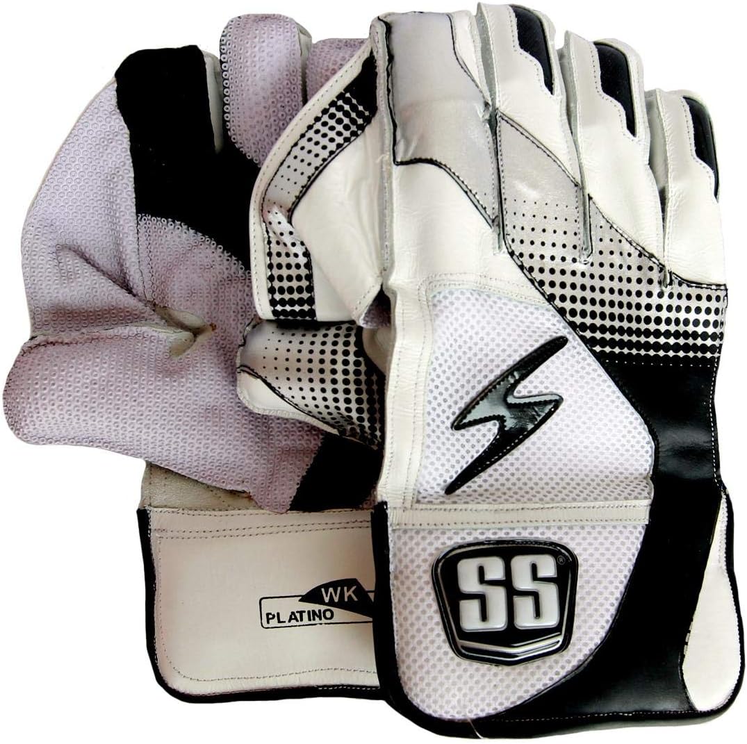 Buy MS Dhoni Black Leather Cricket Wicket Keeping Gloves Design