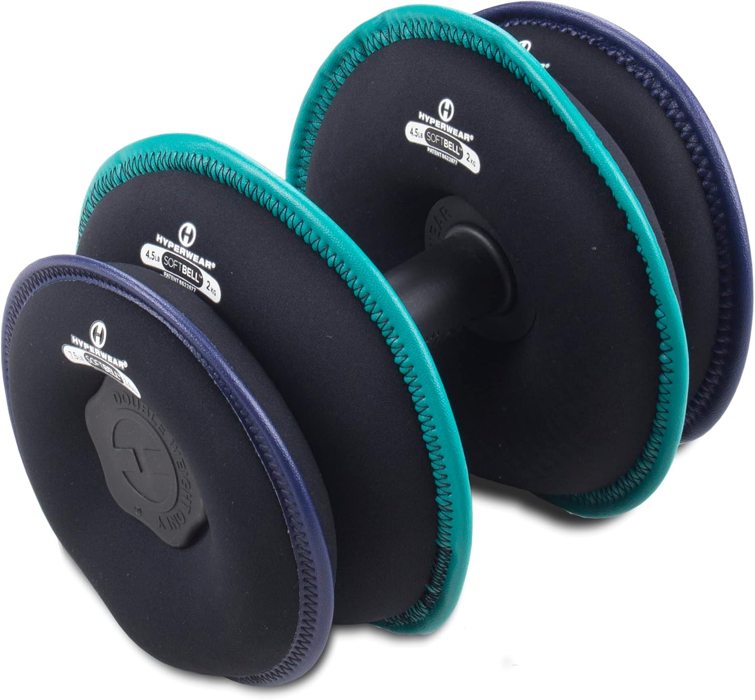 HYPERWEAR SoftBell Adjustable Dumbbells – Soft Neoprene Weight Plates with Easy-Grip Handle, Modular Dumbbell System for Home Gym, Strength & Functional Training (3-40 lbs)