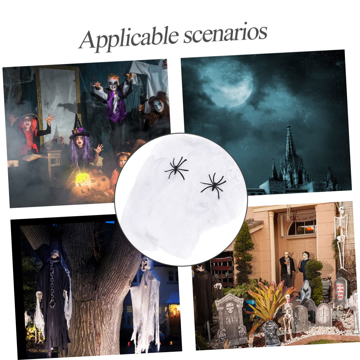 TOYANDONA 10sets Ragnatela Elastica in Cotone Bianca per Halloween Decorazione Forma di Ragno per Interni di Oggetti di Scena Spaventosi per Feste di Autunno