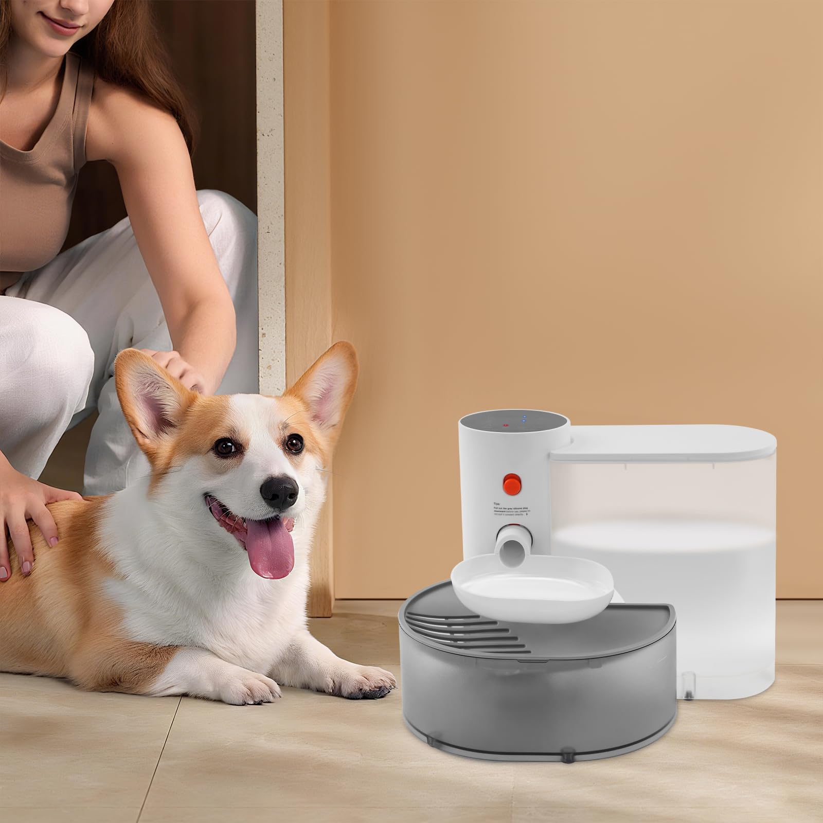 Fontana automatica per bere 3 l di acqua dolce e 1,5 l di acque reflue, senza fili, nessun cambio filtro, fontana per gatti senza fili, 180 giorni di standby, ricarica USB per animali domestici, gatti