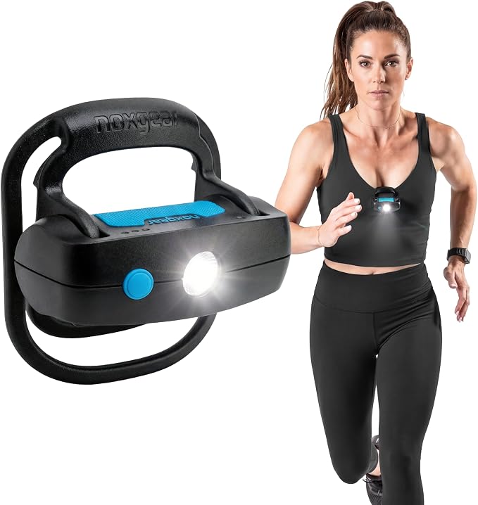 noxgearNomad Clip-On Running Light 500 Lumen Wearable Flashlight | USB-C Rechargeable, Bounce-Free Chest or Waist Mount, Waterproof Hands-Free Lamp for Night Runs, Trails, Hiking, Walking
