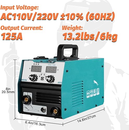 Miniatura 10 de Soldador MIG de 270 amperios, núcleo de flujo de 110 V/220 V, gas, inversor IGBT, antorcha y alambre de soldadura sólido de 2 libras, soldador 270