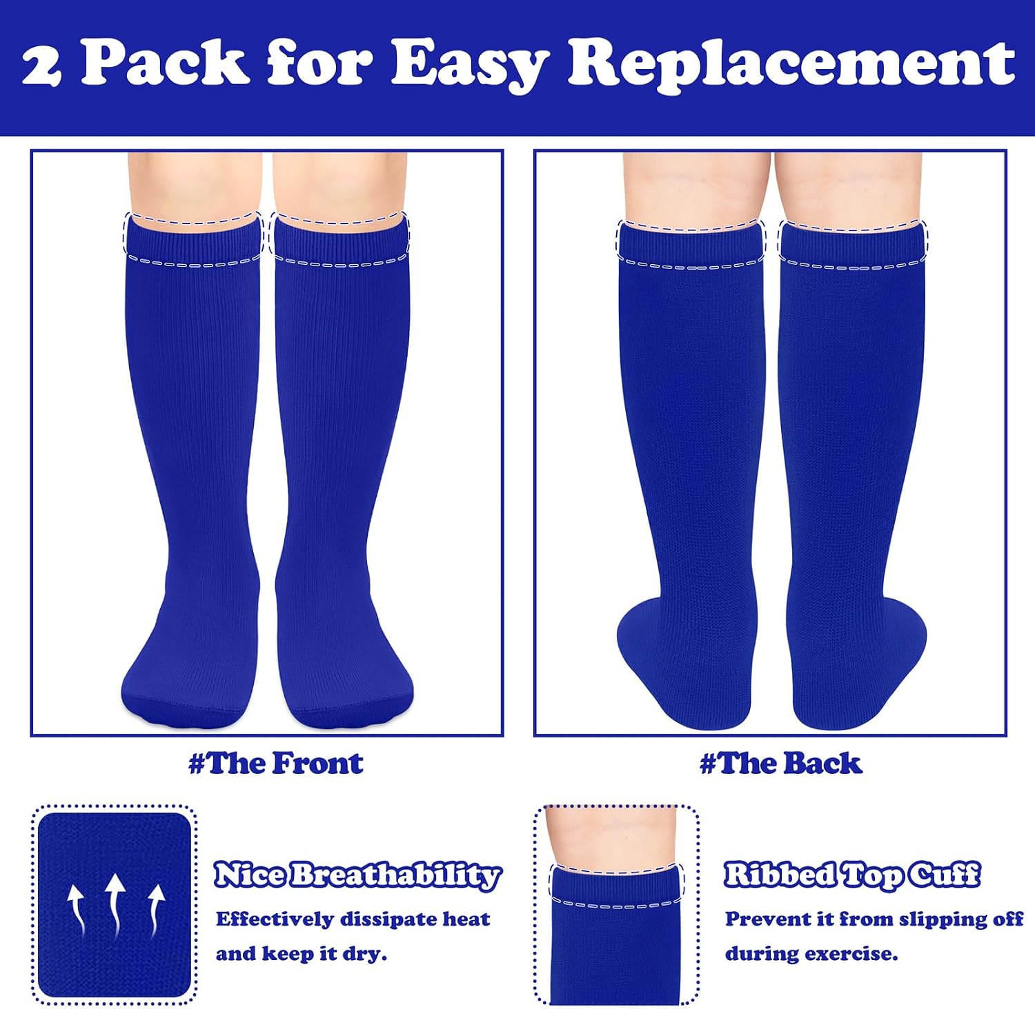 Sarfel 2 Pairs Toddler Soccer Socks Kids Baseball Socks Youth Boys Girls Softball Football Accessories Knee High Team Sport