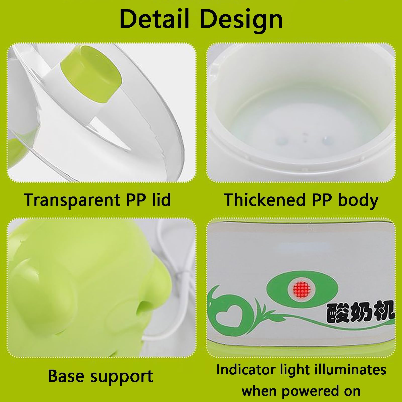Yogurtiera, Rivestimento interno in acciaio inossidabile da 1 litro, facile pulire, plug and play, adatto for l'uso domestico(Green)