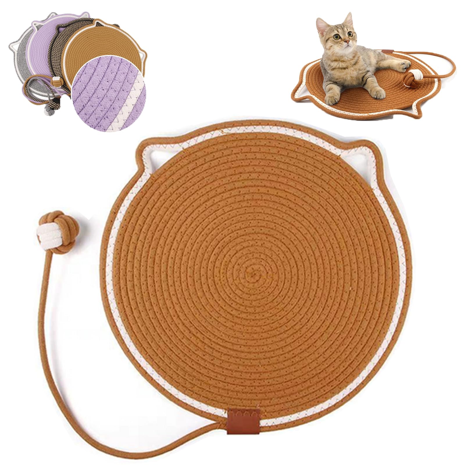 Celery Pets Clawloom Dual Scratching Pad, Dual Scratching Pad for Cats, 17”/20” Dual Scratching Pad, Cat Scratching Mat Natural Cotton Rope Cat Scratching Pad, Furniture Protector (Khaki,20 inch)