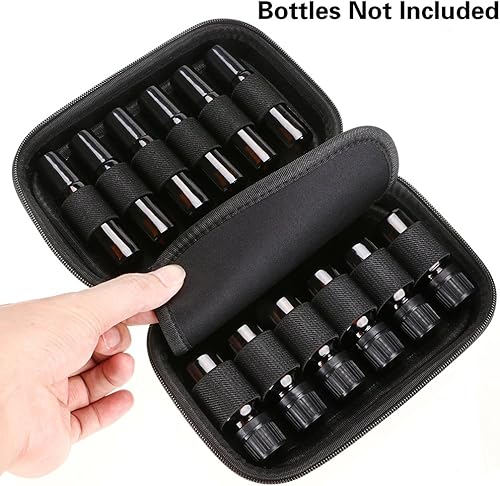 Miniatura 5 de Hipiwe Estuche rígido de transporte de aceites esenciales con capacidad para 12 botellas (puede contener rodillos de 0.2 fl oz, 0.3 fl oz y 0.3 fl