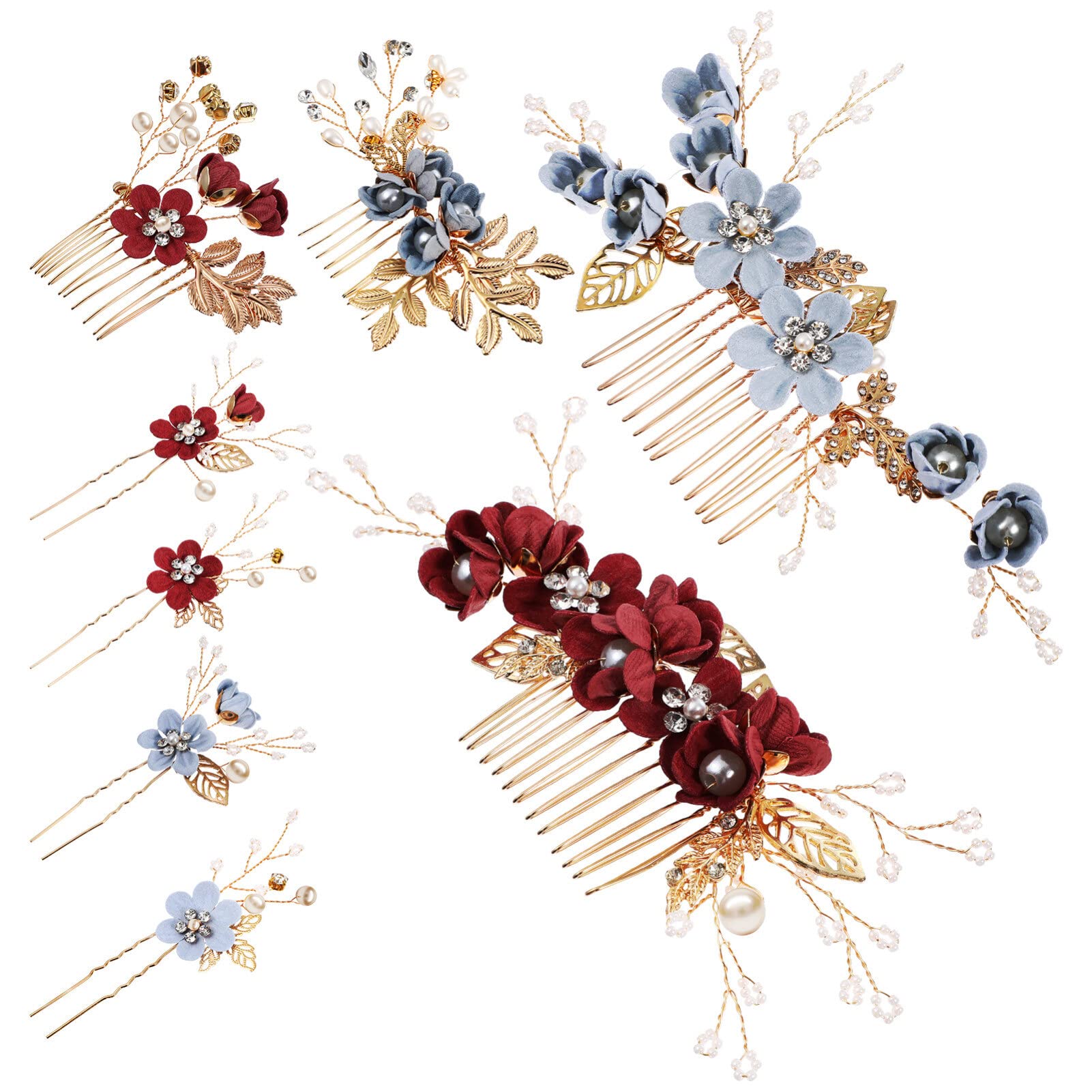 Juego de para El Pelo de Novia Hechas a Mano Y Peinetas Decoradas con Flores para Bodas para Damas de Honor