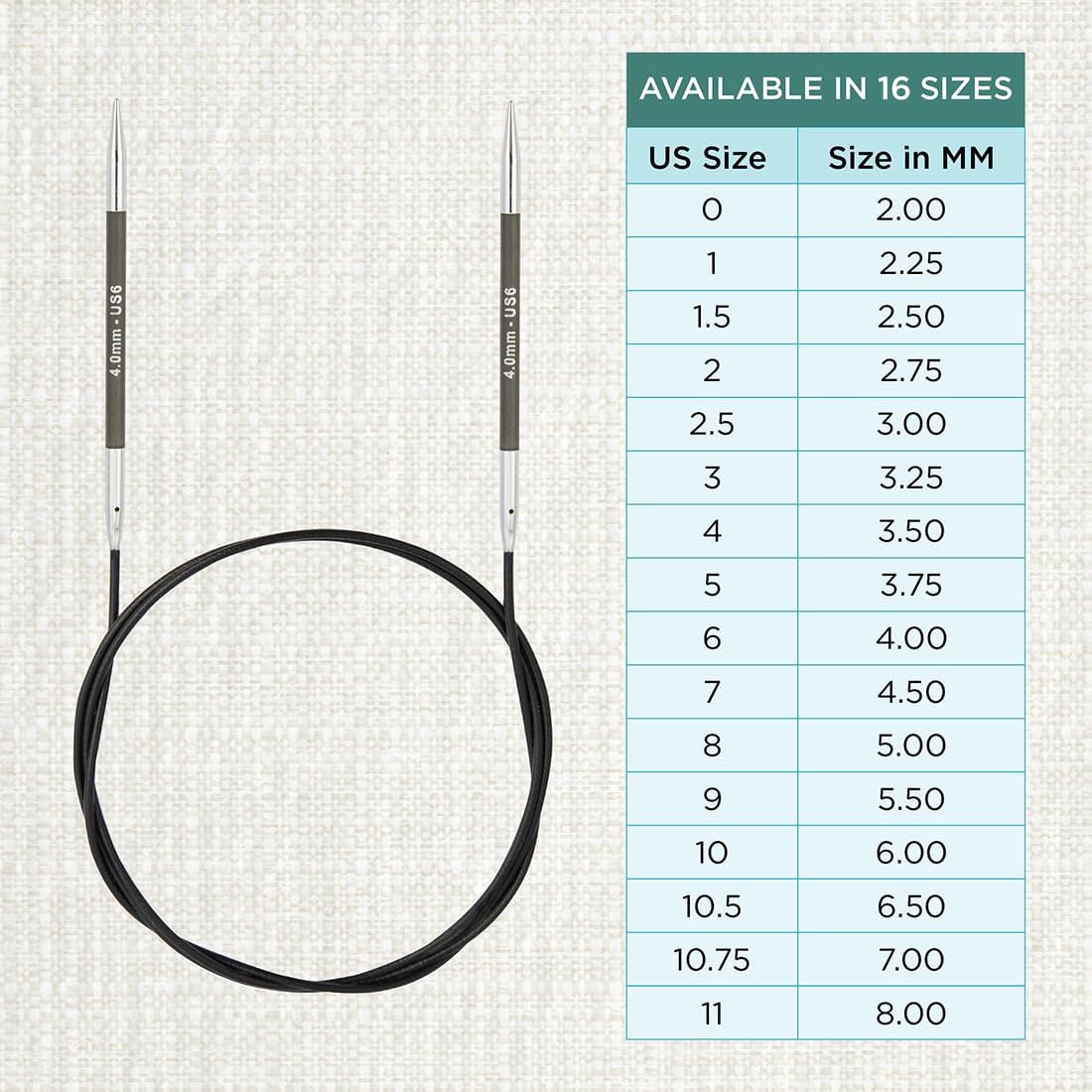 KnitPro Karbonz Fixed Circular Needle 24"(60cm) | US Size 6 (4mm)