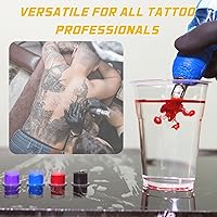 Vista 7 de 300 tapas de tinta para tatuaje, 300 tapas de tinta mezcladas, vasos desechables de tinta para tatuajes con base, 100 pequeños, 100 medios, 100