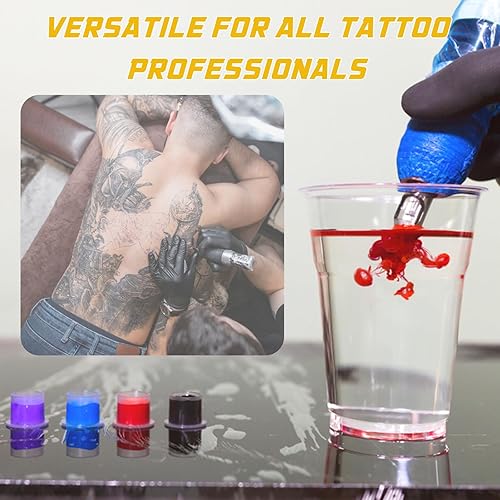 Miniatura 7 de Narkysus 1000 tapas medianas de tinta de tatuaje desechables con base de plástico para pigmentos, tazas de maquillaje permanente para tinta de