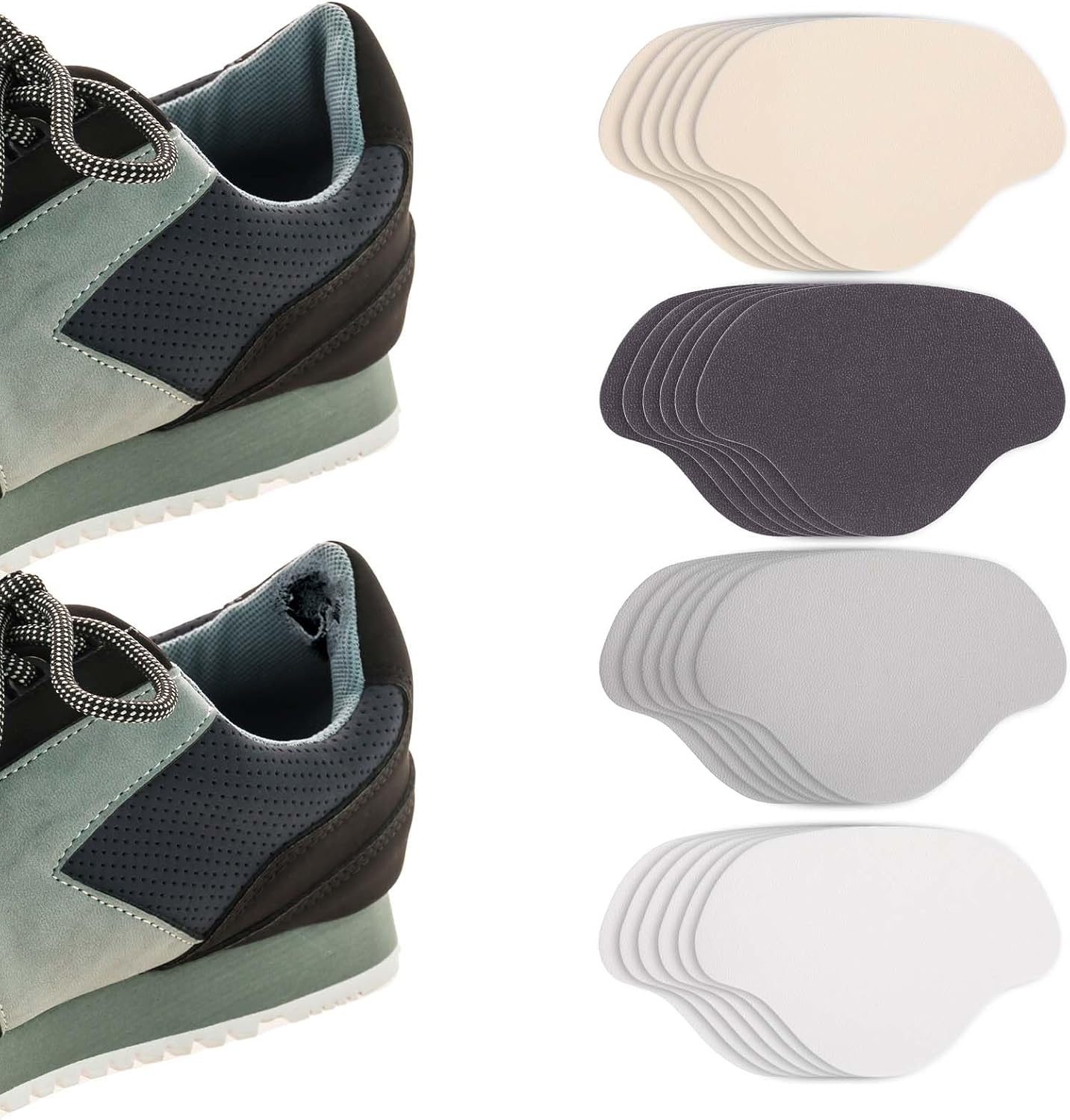 COMNICO 24pcs Shoe Heel Repair Sneaker Toe Prevention Repair Shoe Hole Toeburst Patch Wear Self-Adhesives for Back of Sports Shoes Leather Shoes High Heels