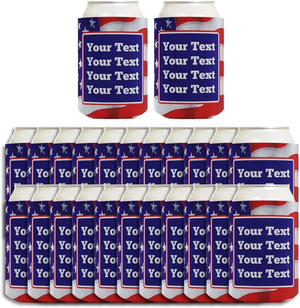 Patriotic Party Favors Red White & Blue Custom Text Old Glory 24-Pack Personalized Can Drink Thermocoolers Party Pack