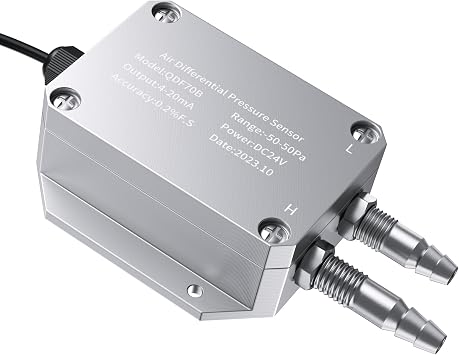 RS485 QDF70B Differential Pressure Transmitter 4-20mA RS485 Output Range 1kpa 10kpa 30kpa 50pa Digital Micro Difference Pressure Sensor Wind Air Differential Pressure Sensor0-10V Output,0-300Pa